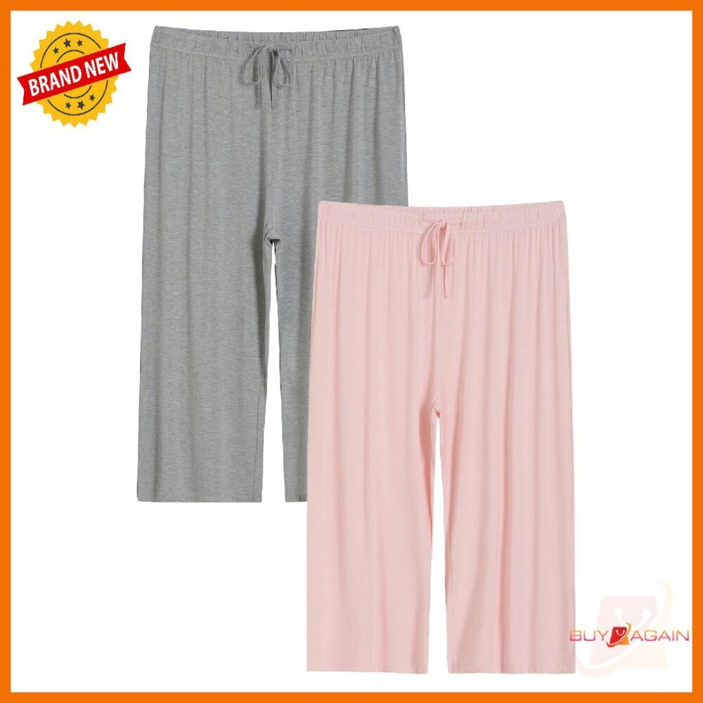 Plus Size Capri Pajama Pants Wide Leg Lounge Sleepwear Soft Viscose